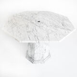 Table vintage octogonale en marbre blanc, France, années 70