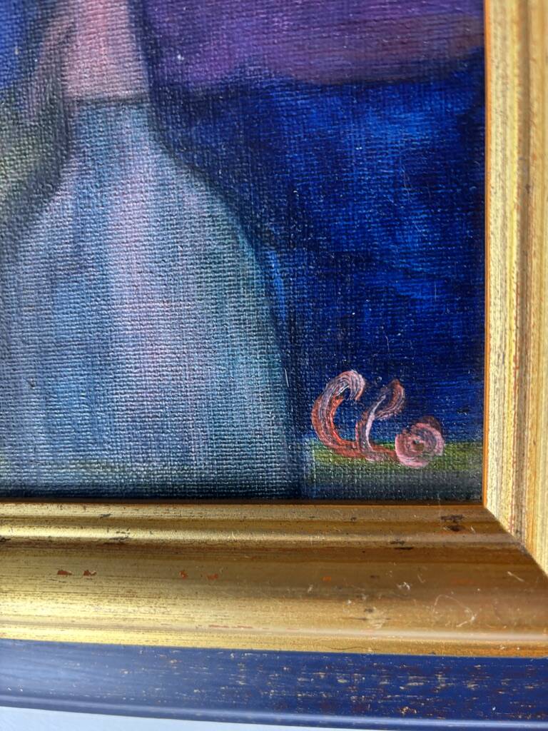 Oil painting on canvas "French Childhood" 1980