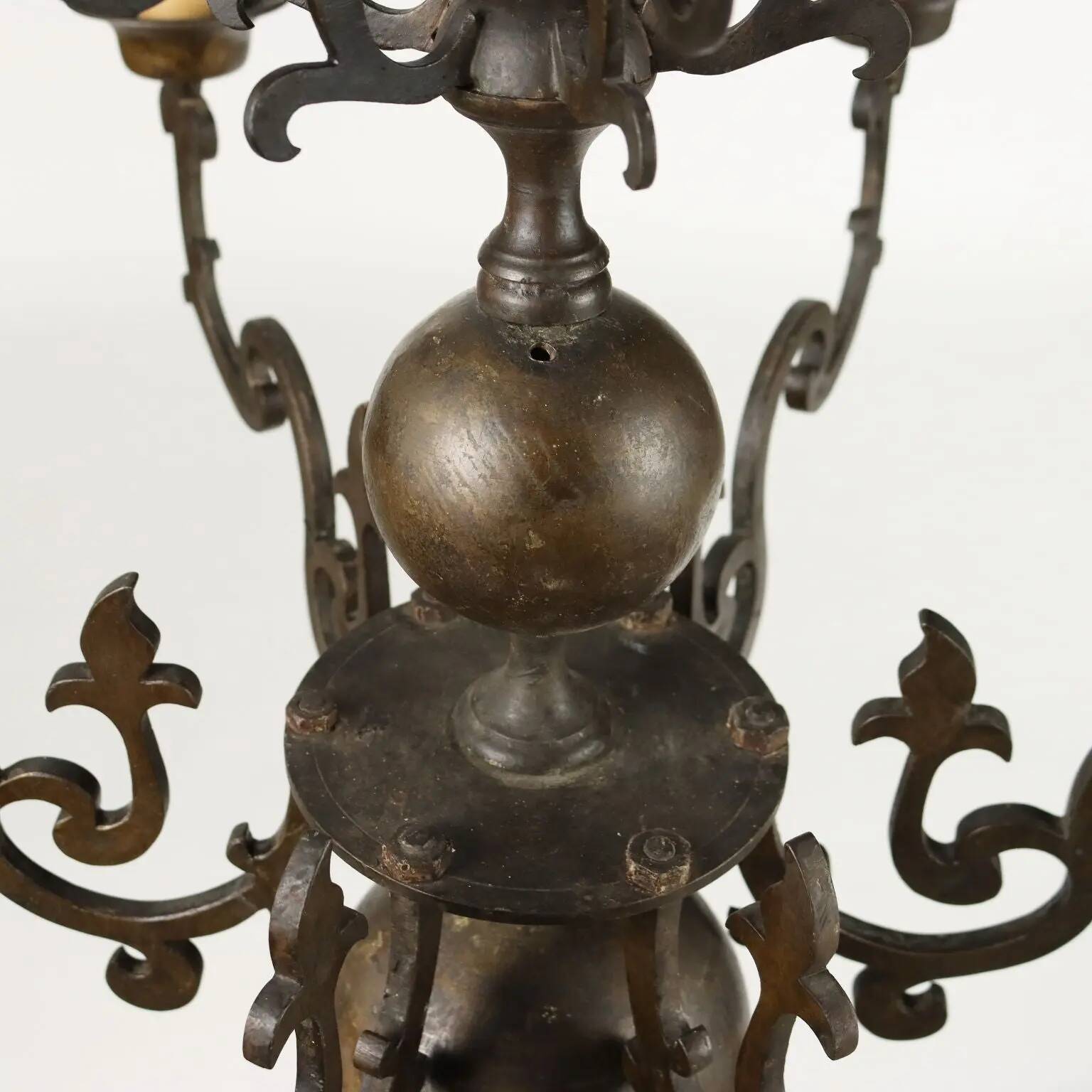 Antique chandelier with 6 lights in bronze, Netherlands, 18th century