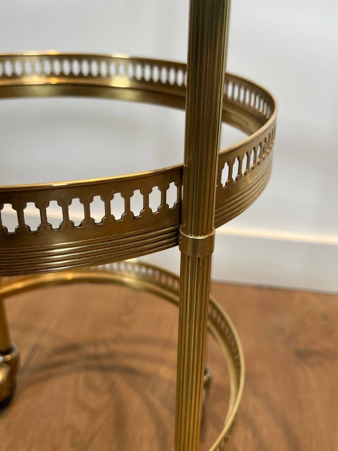 Pair of Art Deco Round Rolling Tables with Removable Tops, Maison Jans