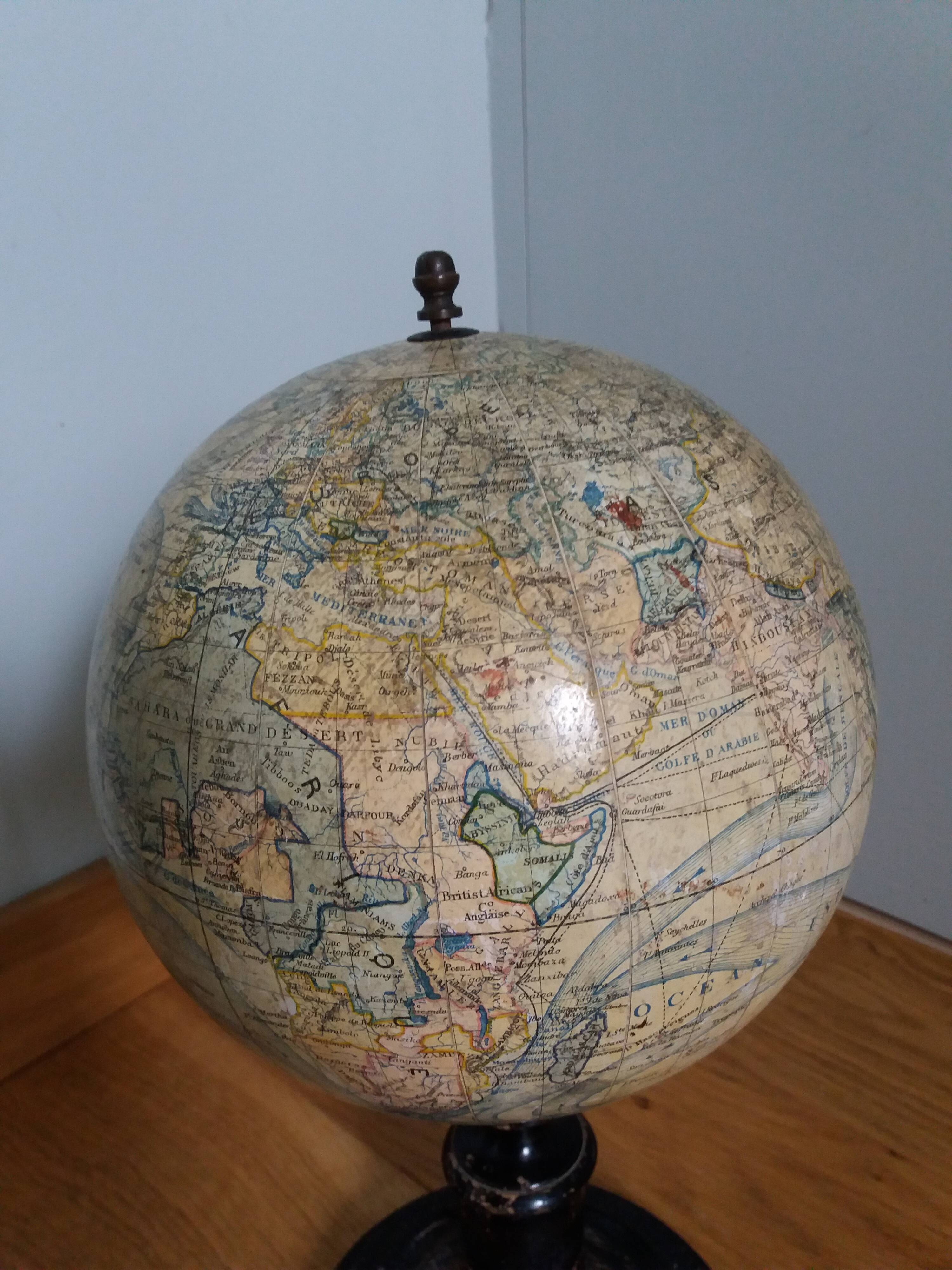 Lebegue 19th century Napoleon III world map globe