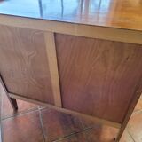 Commode en bois et rotin des années 70