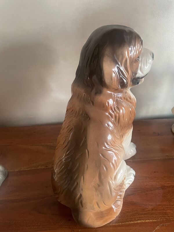 Chien, St Bernard en céramique