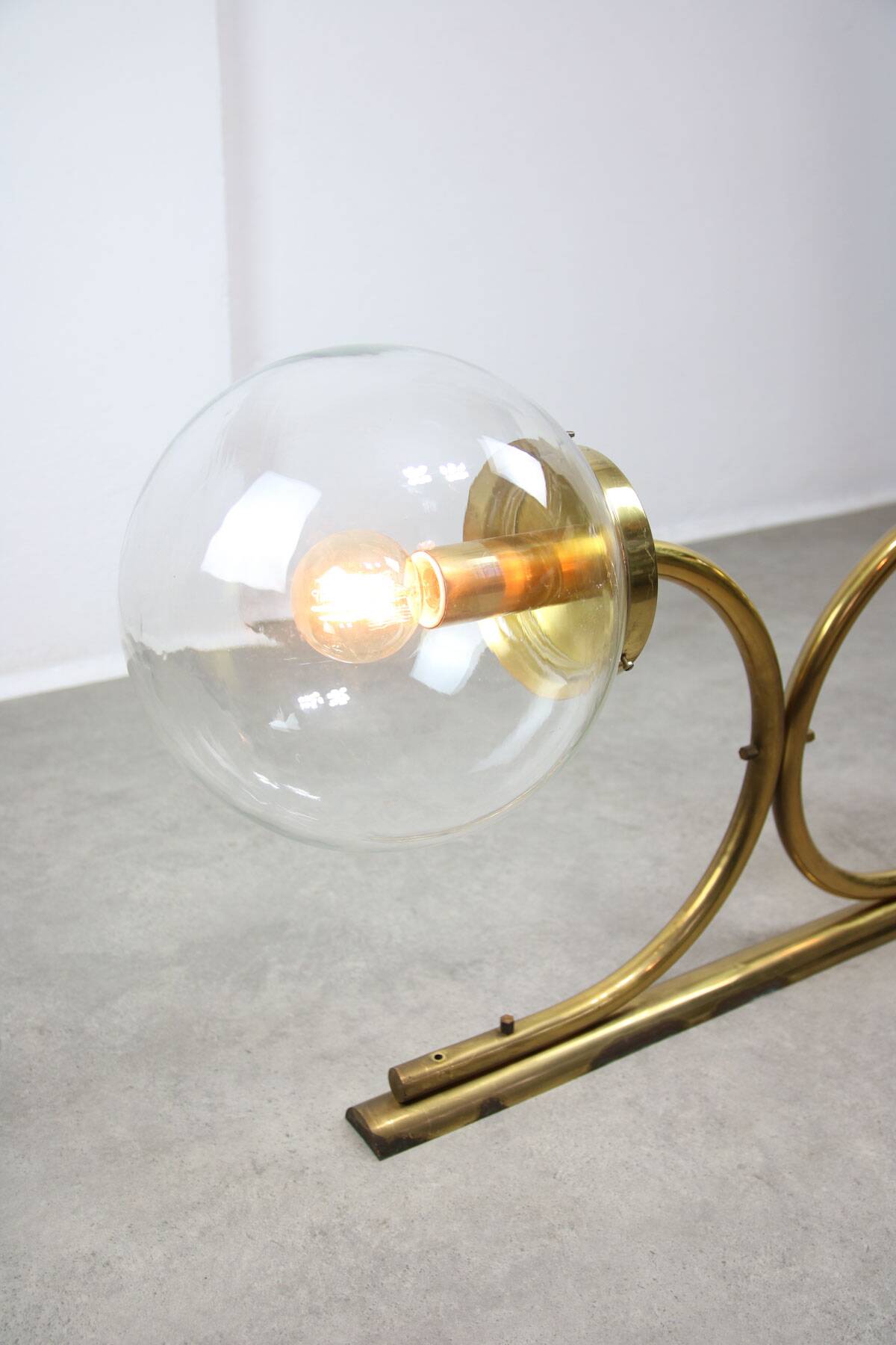 Large Italian Mid-century Brass Wall or Ceiling Lamp, 60s