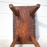 Carved wood coffee table, hammered wood table, side table, living room table, vintage table