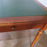 Minister's desk style L. Philippe – 2 drawers – cherry wood – faux leather desk mat