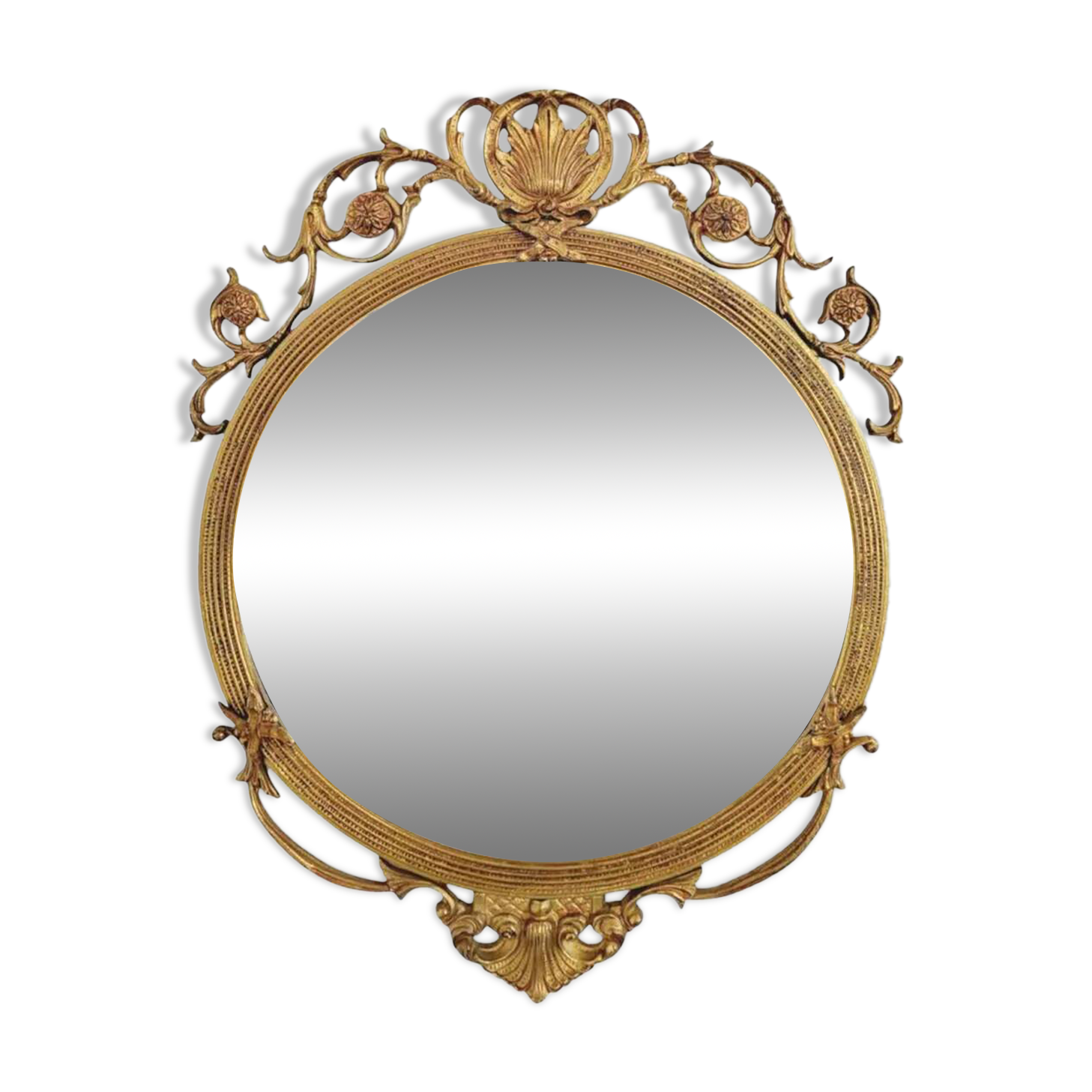 Round brass medallion style mirror