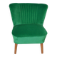 Fauteuil cocktail vintage vert et marron en velours et bois, années 1950