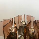 Lampe veca fontana arte verre fumé rose orange vintage 60.s rare