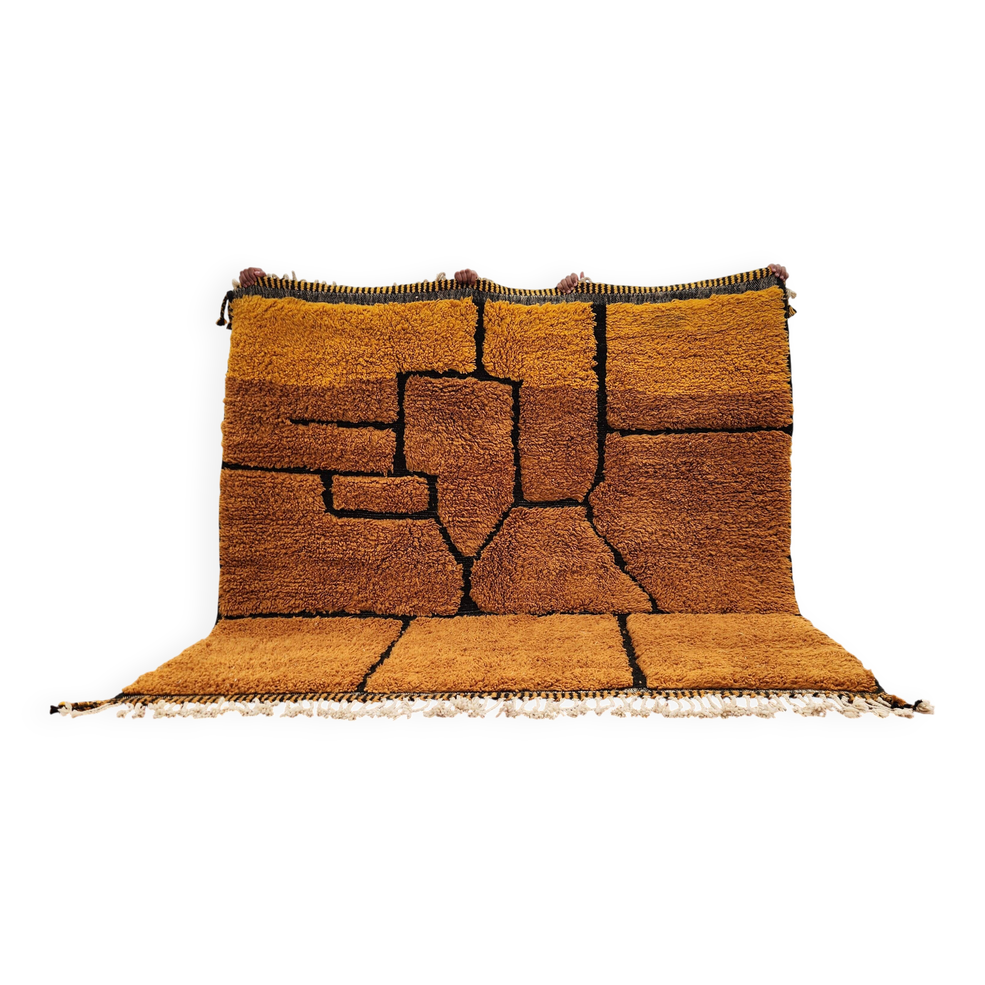 Authentic Beni Ouarain Rug 220x212 cm – Natural Ochre Wool