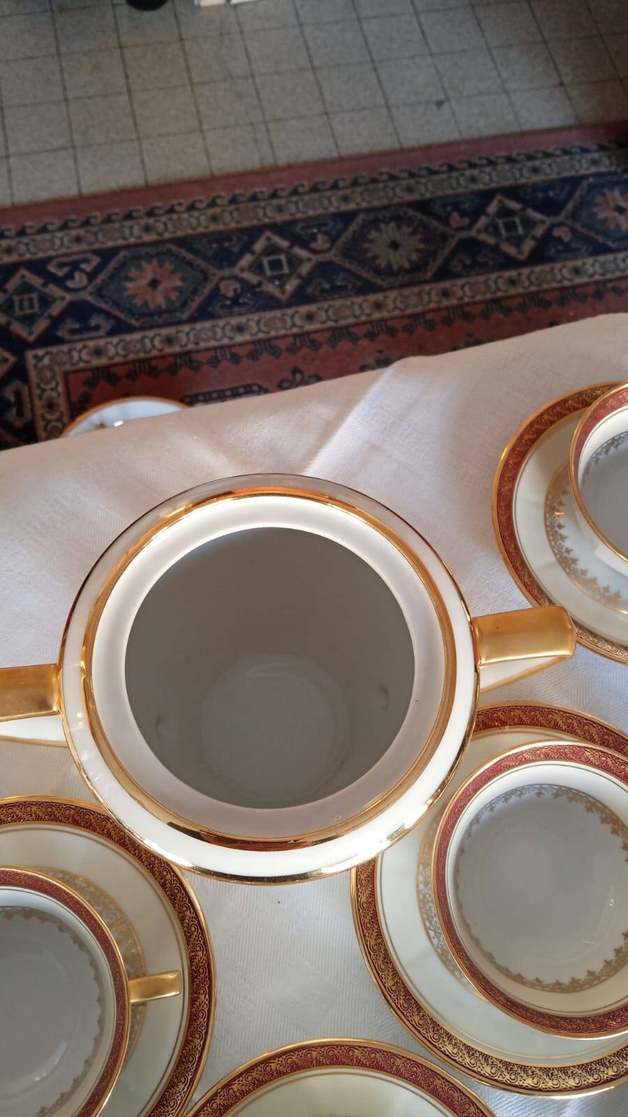 Vilatte Limoges Porcelain Coffee Service 13 Pieces, 11 People 1950