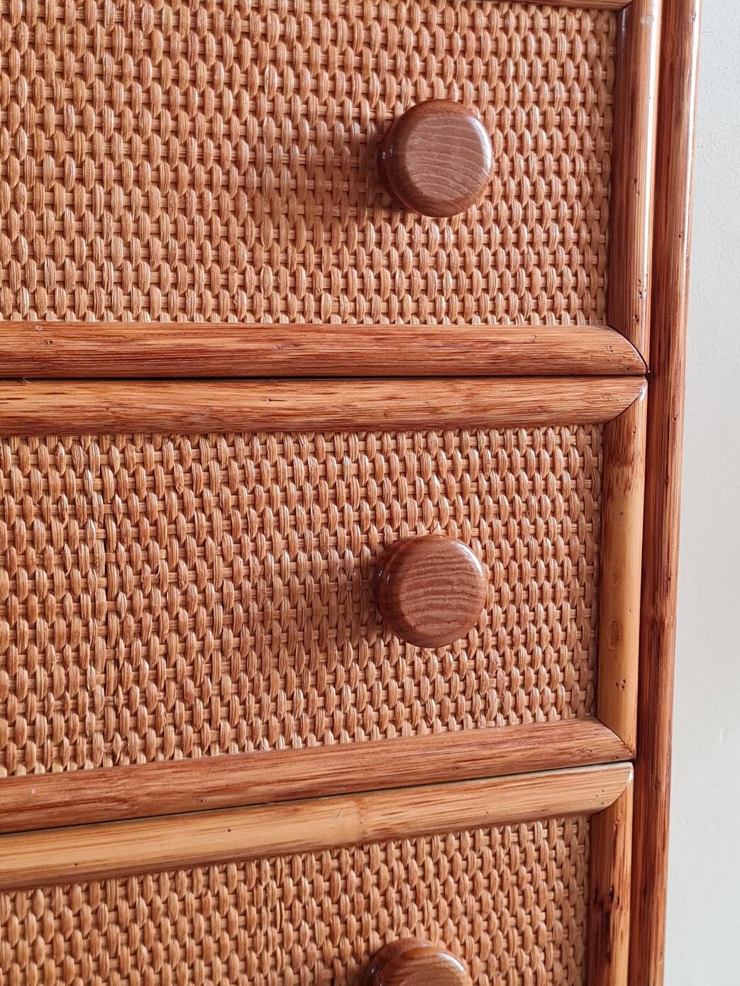 Vintage wicker chest of drawers.