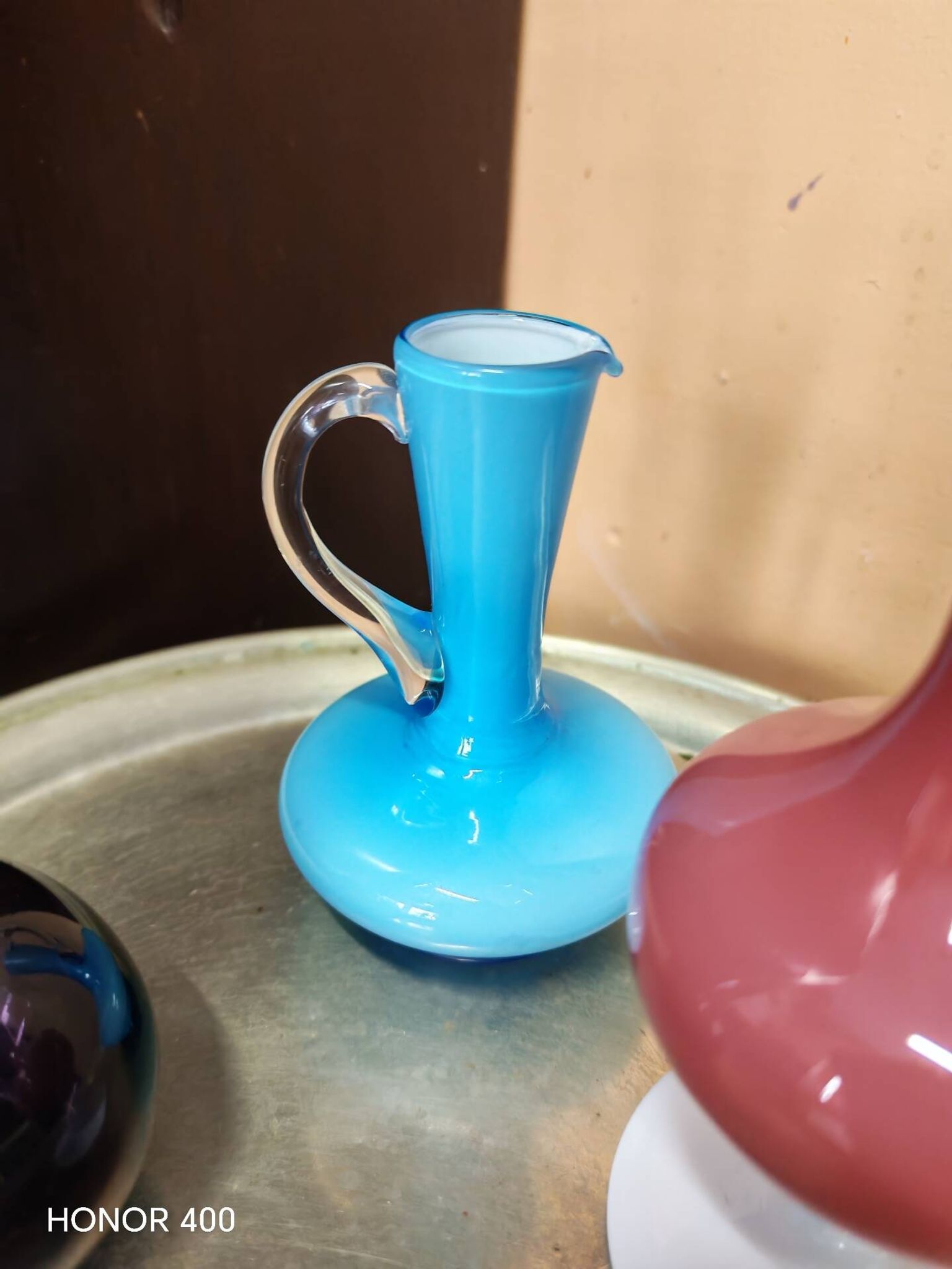 Lot de 3  vases soliflores en verre style mid century modern