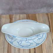 Saucière ancienne Boch décor bleu – charme campagne chic