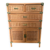 Vintage natural rattan chest of drawers 80s