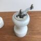 Vintage white marble salt/pepper/mustard shaker set