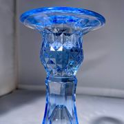 Pair of Jamestown blue Virginia candlesticks or vases by Fostori