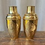 Duo of brass vases