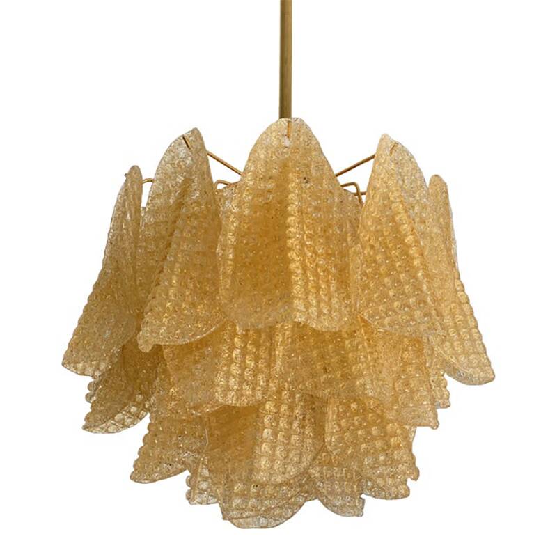 Contemporary Gold Graniglia “Rondine” Murano Chandelier