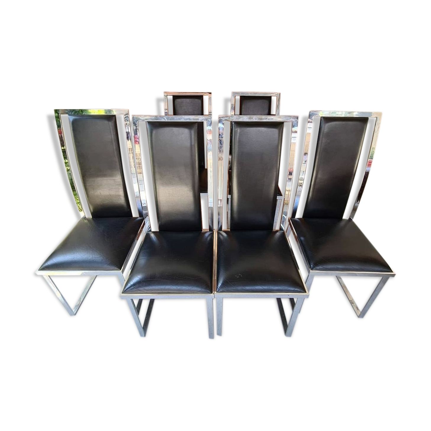6 leather and chrome chairs