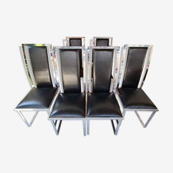 6 leather and chrome chairs
