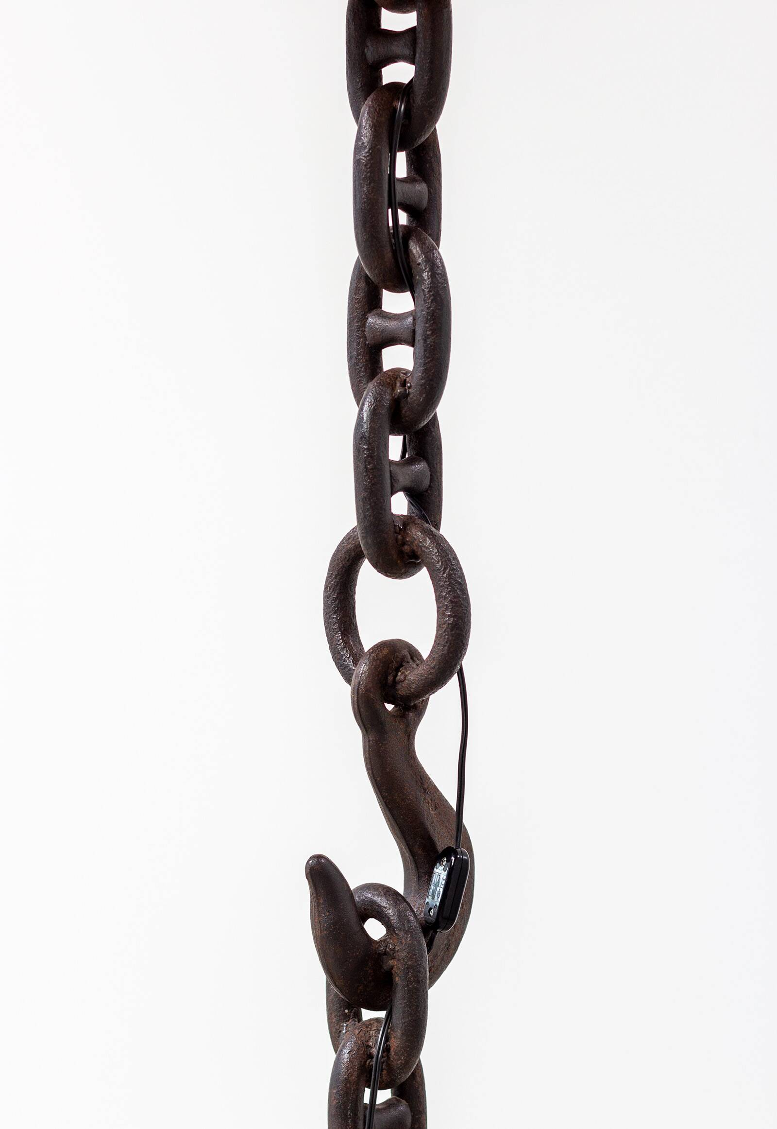 Sculptural Industrial Floor Lamp In Welded Iron Chain 80s Brutalist Design