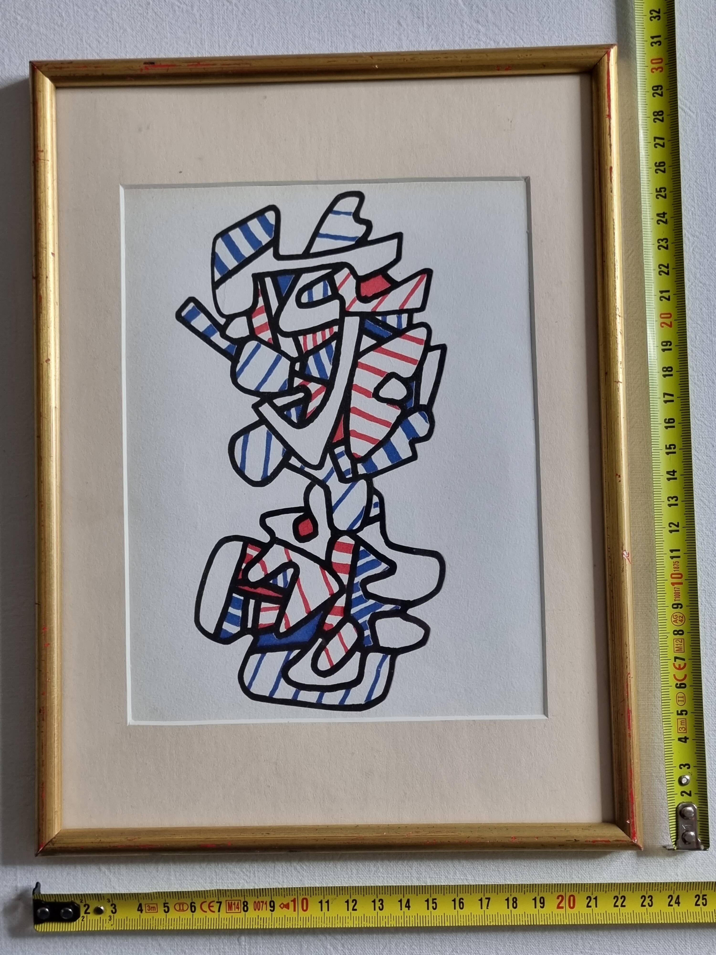 Sérigraphie d’après Jean Dubuffet,  encadrée, années 70, 23 x 31 cm