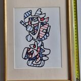 Sérigraphie d’après Jean Dubuffet,  encadrée, années 70, 23 x 31 cm