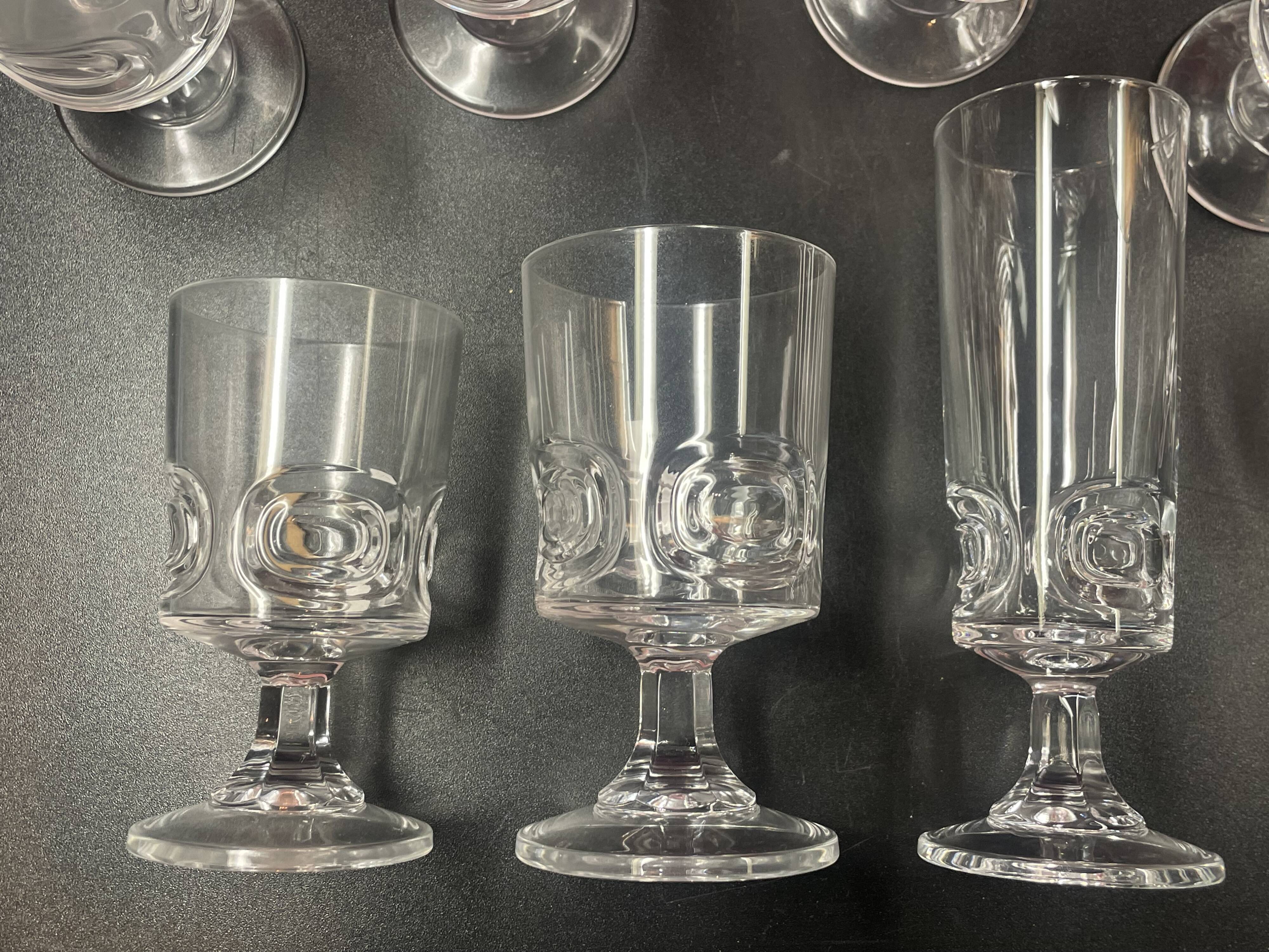 Lot of 35 crystal d'arques glasses, ecusson model, circa 1970