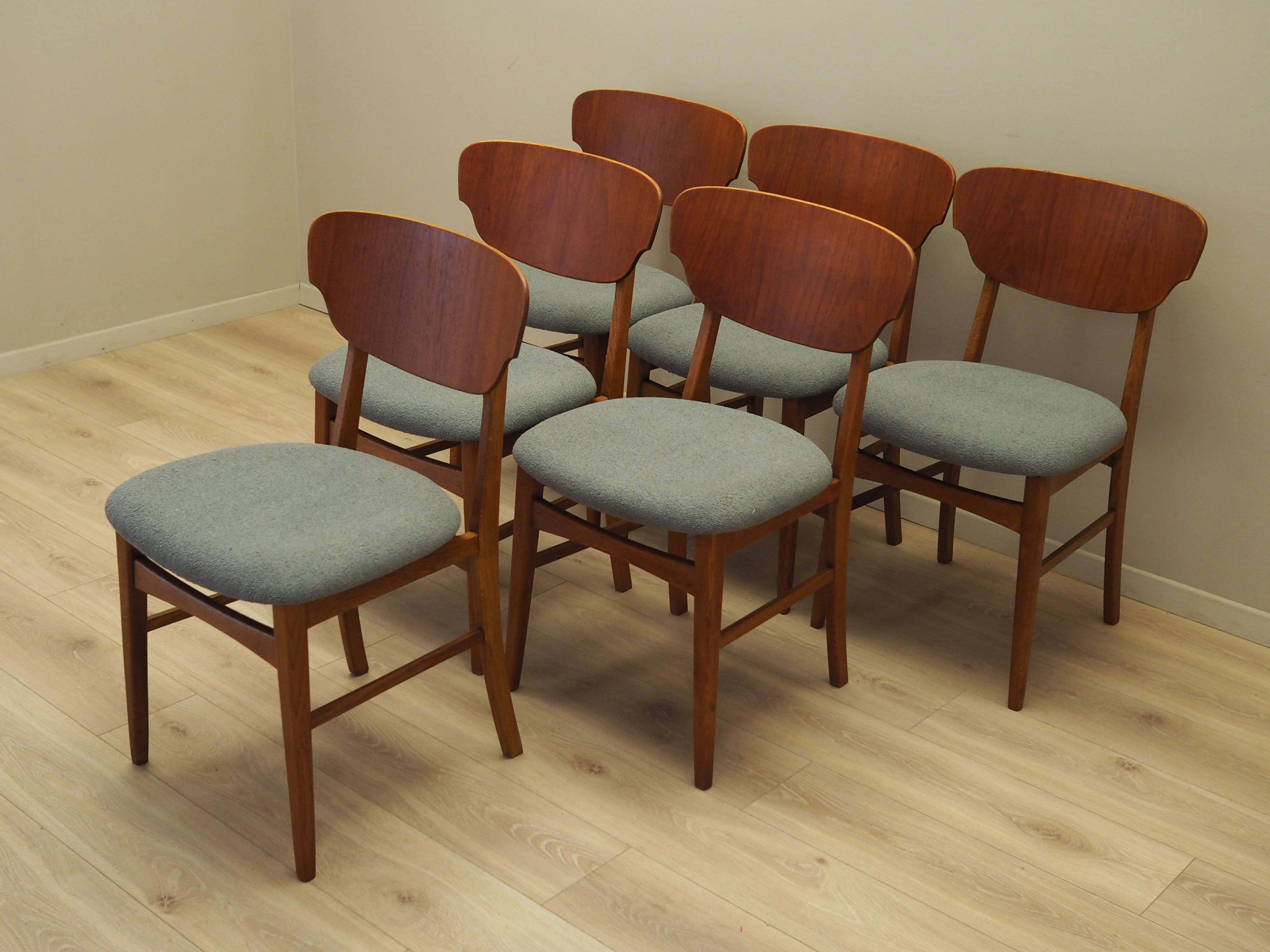 Set of six teak chairs, Danish design, 1970s, production: Denmark