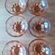 6 small vintage pink glass dessert bowls.