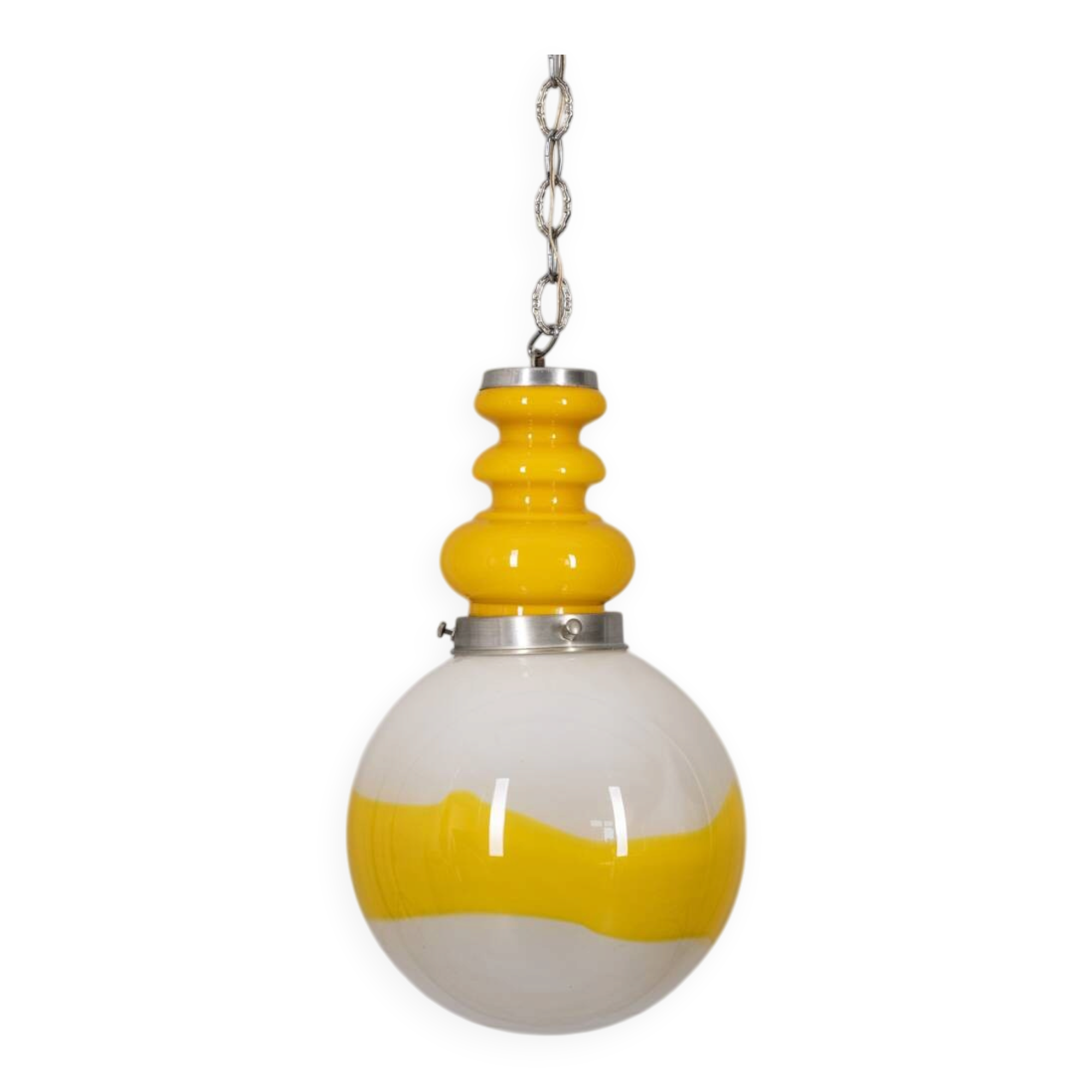 Vintage Space Age Italian Yellow Glass Chandelier, 1970s