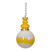 Chandelier en verre jaune italien de l'ère spatiale vintage, années 1970