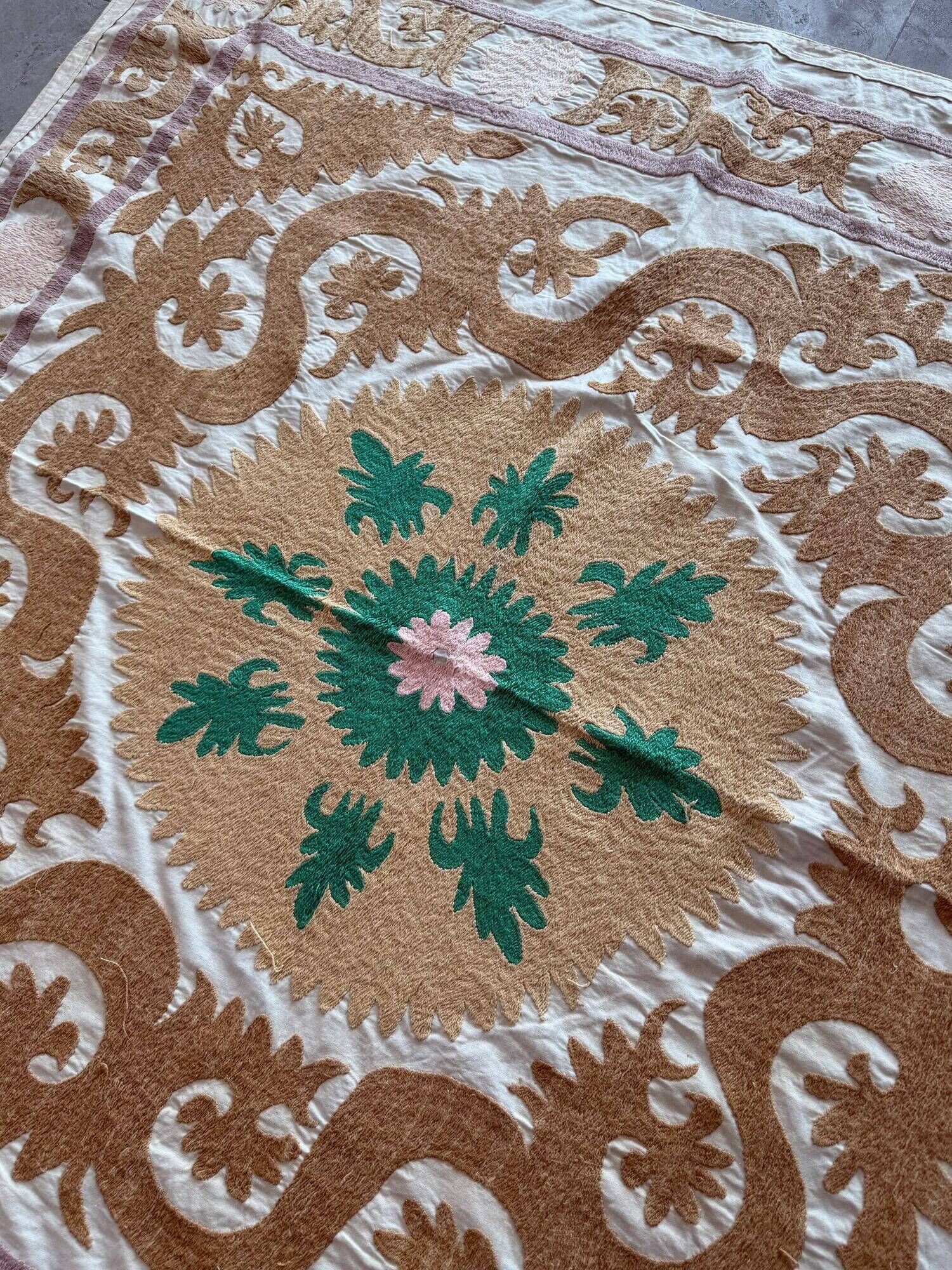 Vintage hand-embroidered tablecloth 128x135 cm