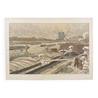 Lithographie par Henri Rivière Le quai d'Austerlitz