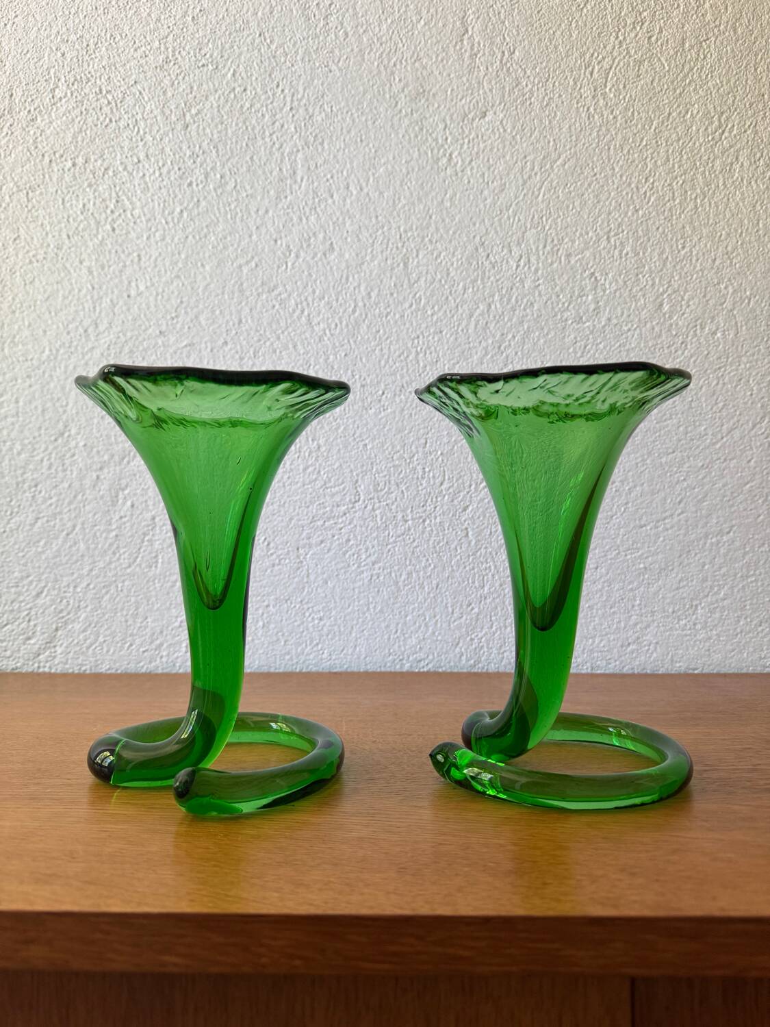 Blown glass cone vases from the 60s
