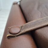 1970s, Danish armchair, original condition, furniture leather, dark oak wood.