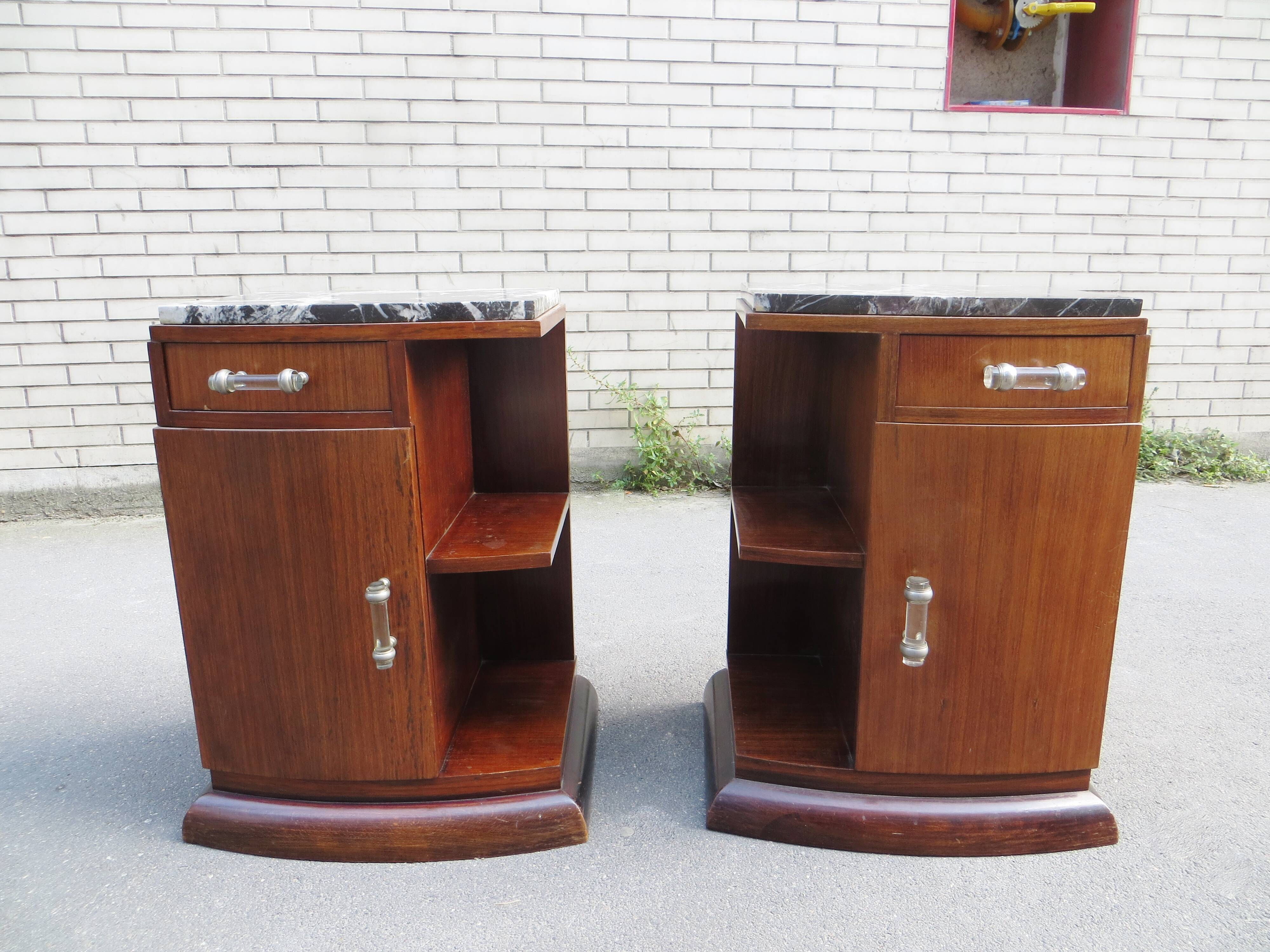 Pair of art deco bedside tables of the 30s