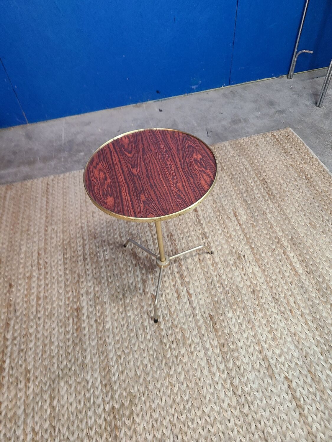 Vintage brass and rosewood side table