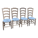Set of 4 antique straw-seated chairs
