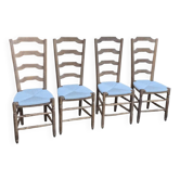 Set of 4 antique straw-seated chairs