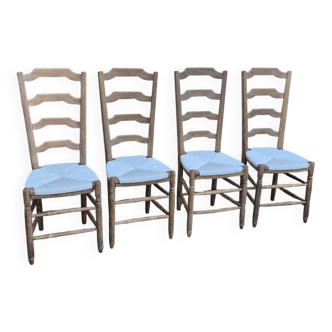 Série de 4 chaises paillées anciennes