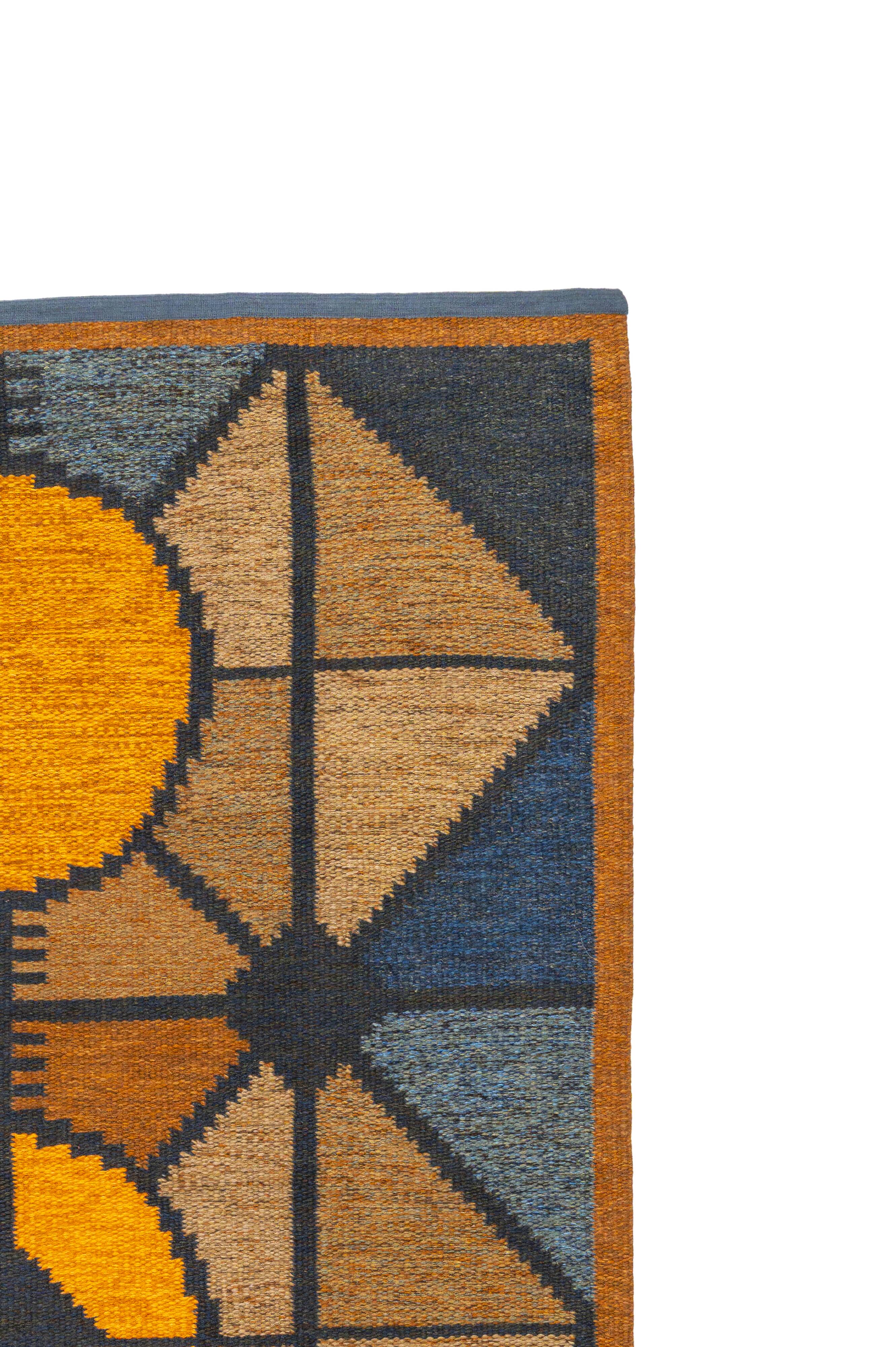 Scandinavian 20th century modern flat weave rug by Britta Swefors. 212 X 13