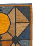 Scandinavian 20th century modern flat weave rug by Britta Swefors. 212 X 13