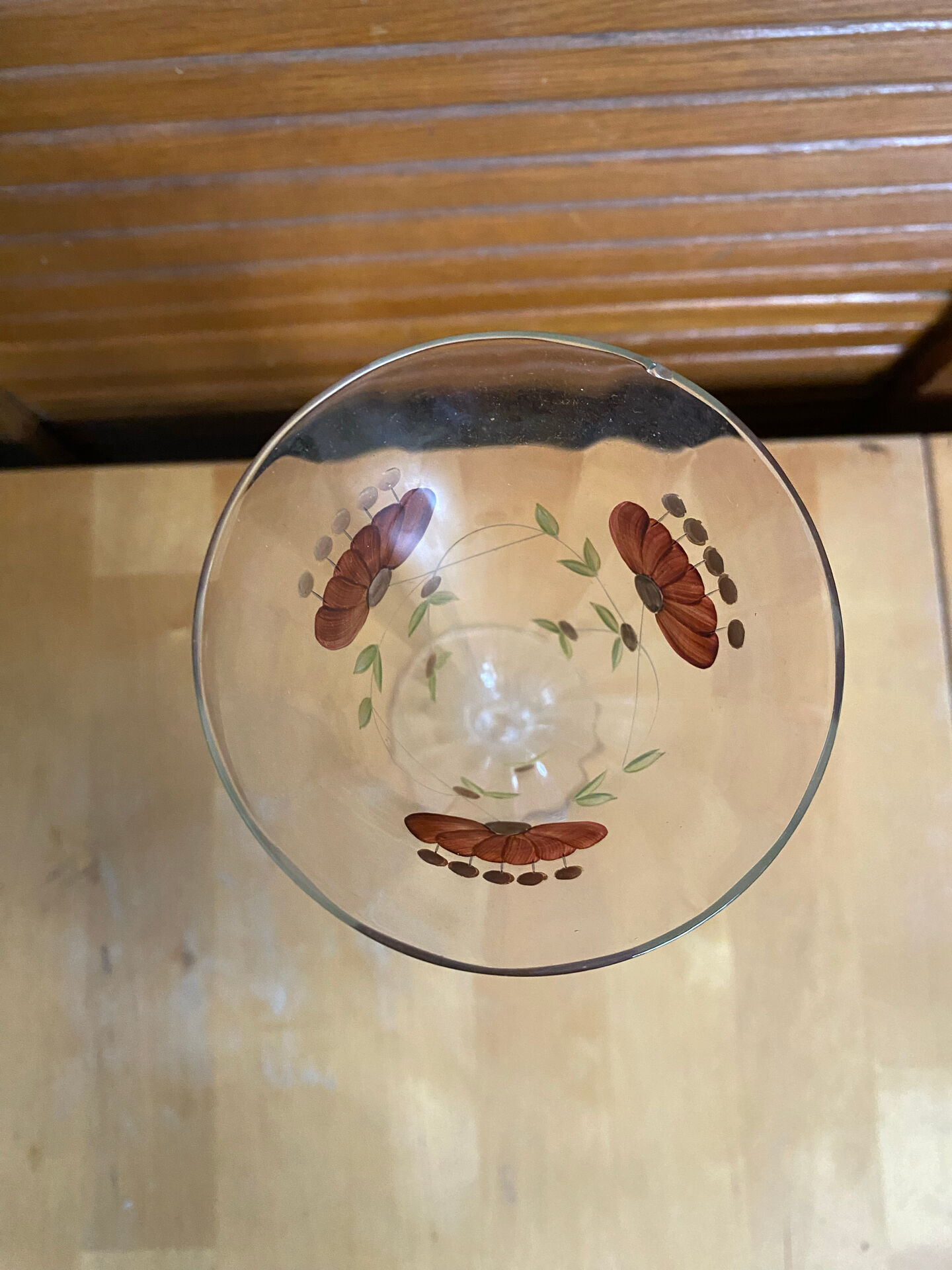 Series 9 Champagne Flutes Fine Glass Hand-Painted Floral Decor Vintage #E3