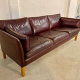 Mid-century modern Arne Norell Swedish burgundy leather sofa – 1960s