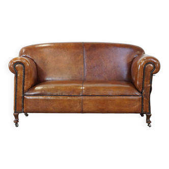 Canapé ancien en cuir marron