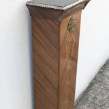 Vintage column in rosewood and bronze marquetry, mid-century