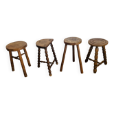 Ensemble de 4 tabourets tripodes