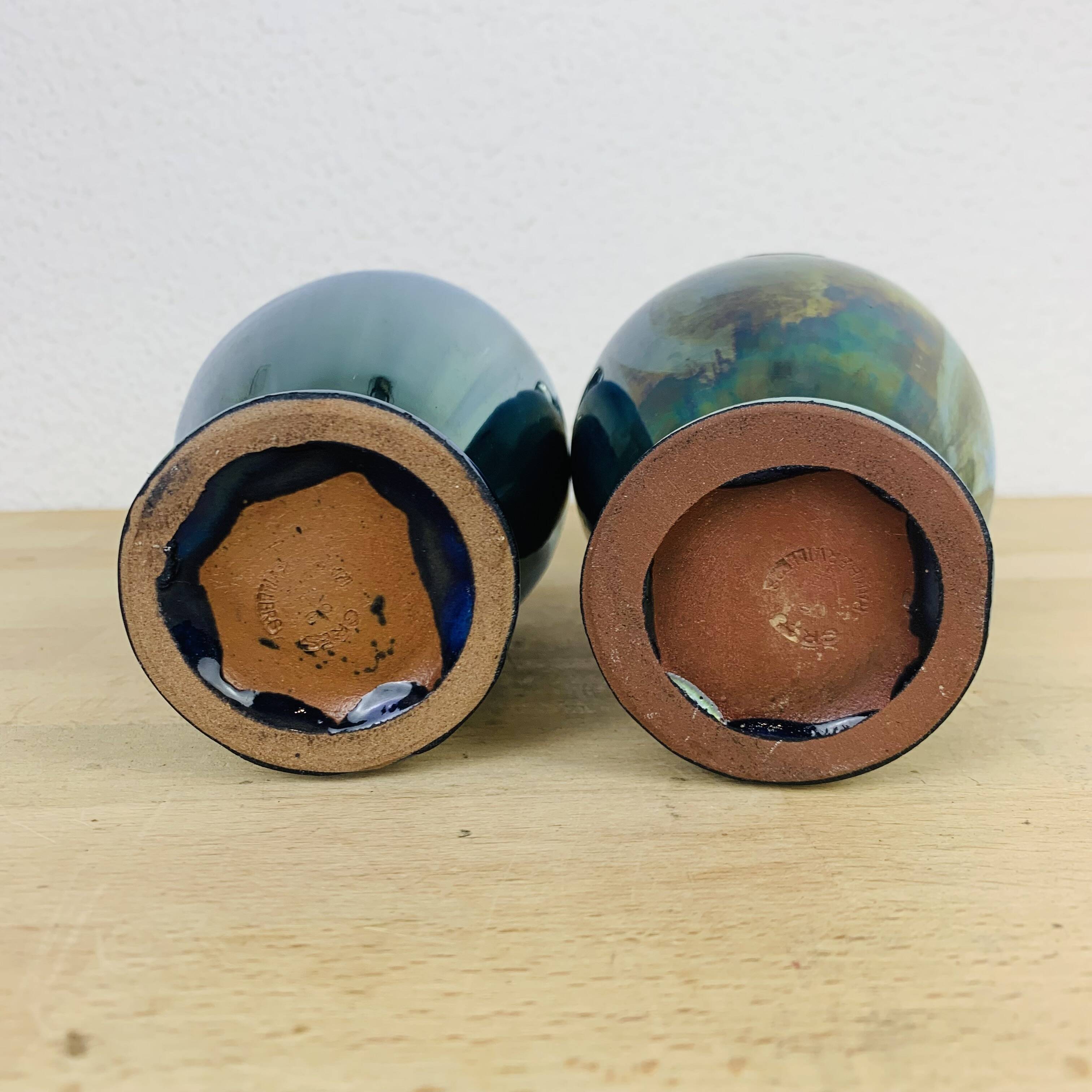 Pair of flamed sandstone vases Cytere Rambervillers